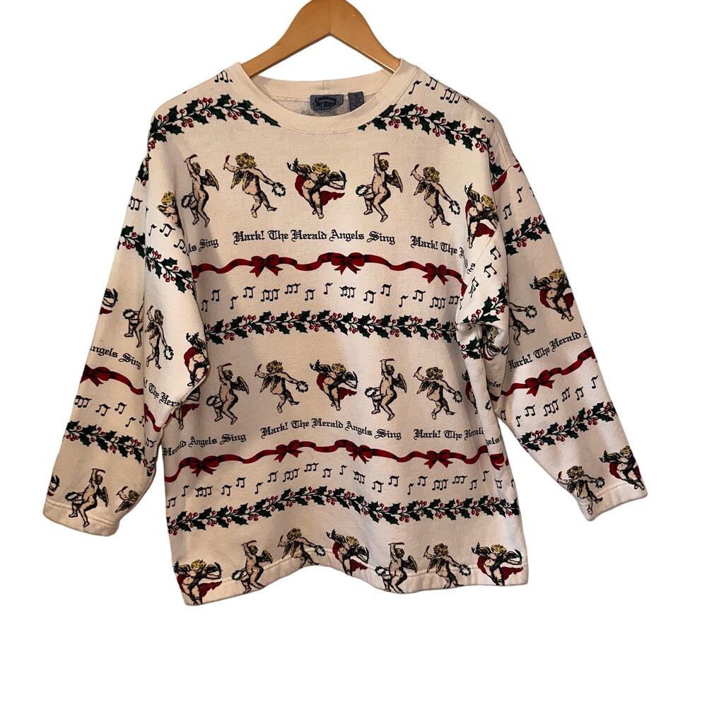 Cambridge Dry Goods Size Med Christmas Sweatshirt Hark The Herald Angels Sing